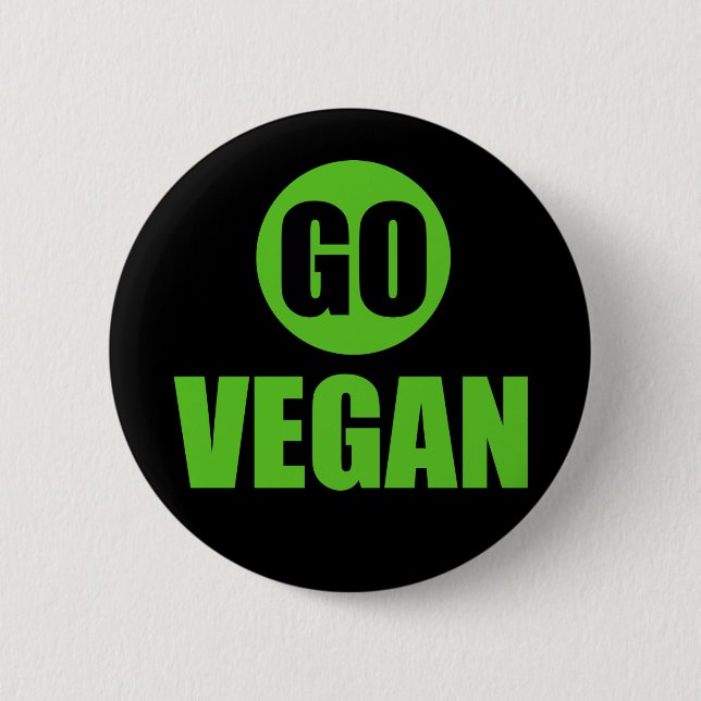 Go Vegan Badge Pin Button (Front)