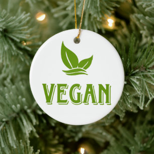 Go Vegan Ceramic Ornament