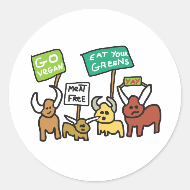 Go Vegan Classic Round Sticker (Front)