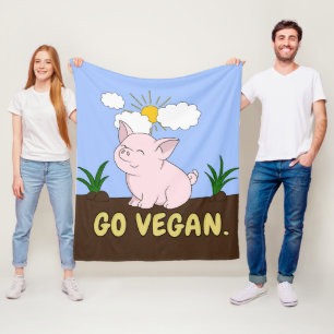 Go Vegan - Cute Pig Fleece Blanket