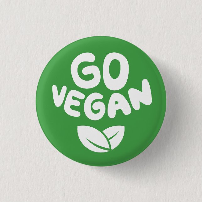 Go Vegan Green 1 Inch Round Button (Front)