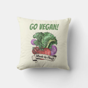 Go Vegan Made by Plants veggie vintage vegetarians Throw Pillow