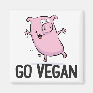 Go Vegan Magnet Featuring Pig