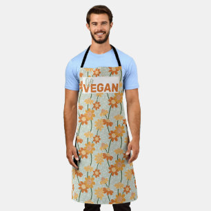 Go vegan! Pretty retro muted 1970s flowers Apron