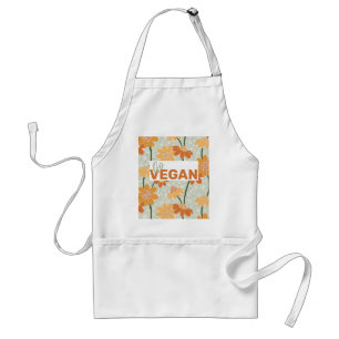 Go vegan! Pretty retro muted 1970s flowers Standard Apron