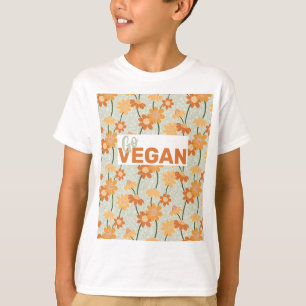 Go Vegan! Pretty retro muted 1970s flowers T-Shirt