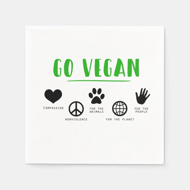 Go Vegan Quote Food Party Napkin (Front)