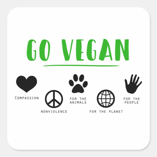 Go Vegan Square Sticker (Front)