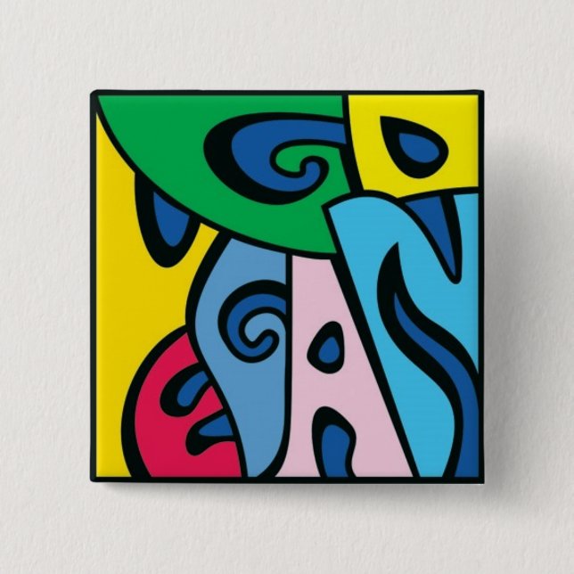 GO VEGAN - Style 1 2 Inch Square Button (Front)