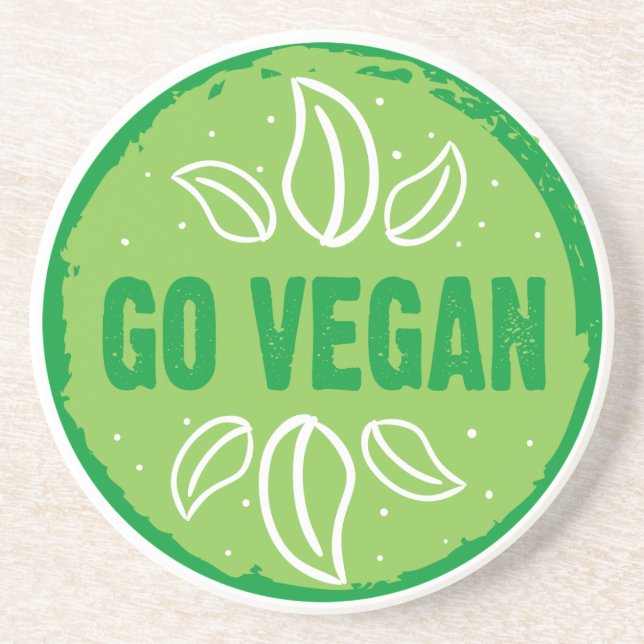 Go Vegan, vegan, veggie, vegetarian, Coaster (Front)