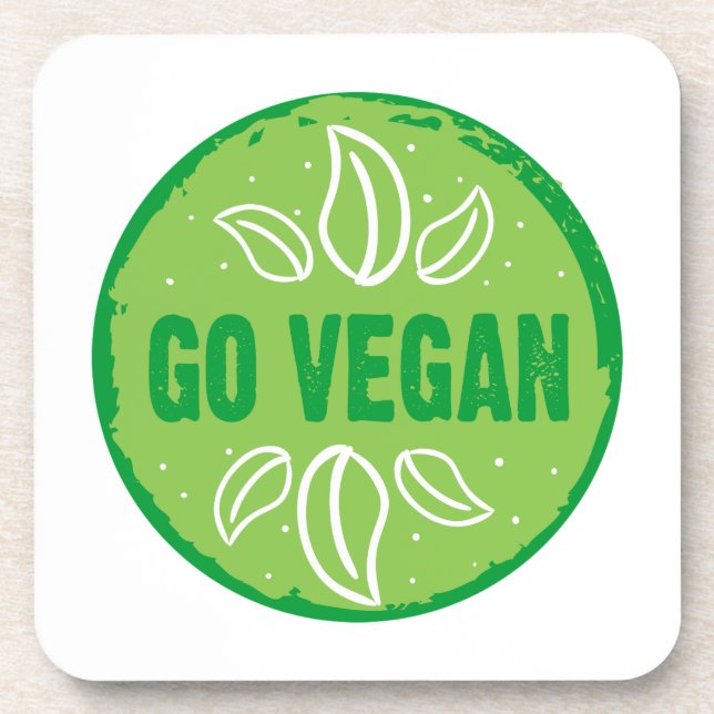 Go Vegan, vegan, veggie, vegetarian, Coaster (Front)