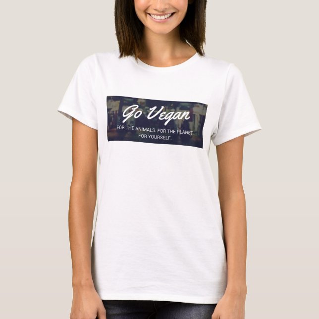 Go Vegan womens tshirt baggy vegetarian activist (Front)