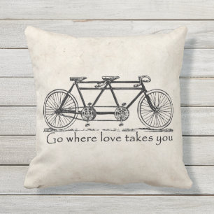 Go Where Love Takes You - Tandem Bike Custom Throw Pillow
