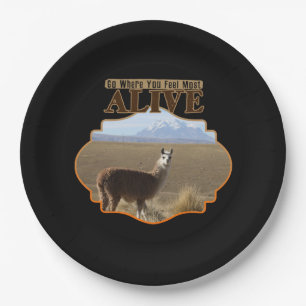 Go Where You Feel Most Alive Llama Adventurer Paper Plate