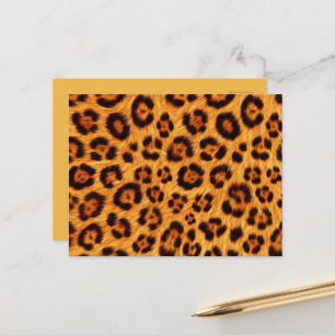 Go Wild Leopard Print Gold Orange Amber Fur Look Postcard