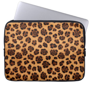 Go Wild Leopard Print Golden Brown Burnt Orange Laptop Sleeve