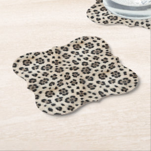 Go Wild Snow Leopard Warm Faux Fur Look  Paper Coaster