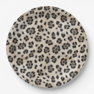 Go Wild Snow Leopard Warm Faux Fur Look  Paper Plate
