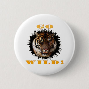 Go Wild Tiger 2 Inch Round Button