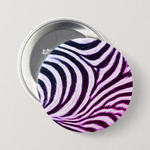 Go Wild Zebra Stripe Black White Blue Purple 3 Inch Round Button