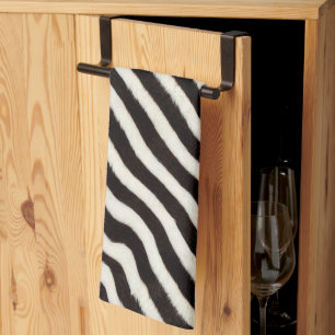 Go Wild Zebra Stripe Black White Faux Fur Look Kitchen Towel