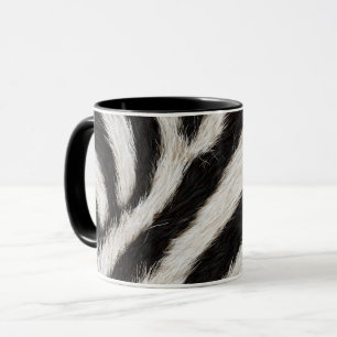 Go Wild Zebra Stripe Black White Faux Fur Look  Mug