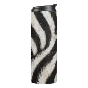 Go Wild Zebra Stripe Black White Faux Fur Look  Thermal Tumbler