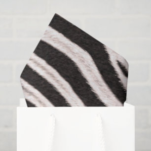 Go Wild Zebra Stripe Black White Faux Fur Look Tissue Paper