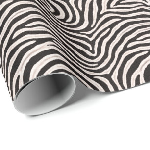 Go Wild Zebra Stripe Black White Faux Fur Look  Wrapping Paper
