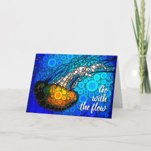 “Go with Flow” Jellyfish Circle Art Blank Inside Card