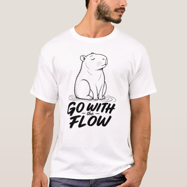 Go With the Flow Capybara Design T-Shirt (Front)