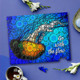“Go with the Flow” Fun, Ocean Jellyfish Circle Art Jigsaw Puzzle