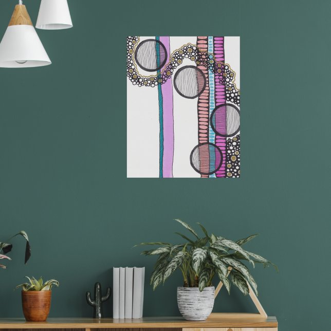 Go with the flow, original art doodle poster (Living Room 1)