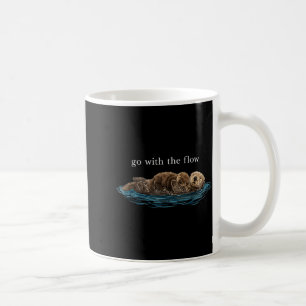 Go with The Flow Otter Floating Calm Nature Art Coffee Mug