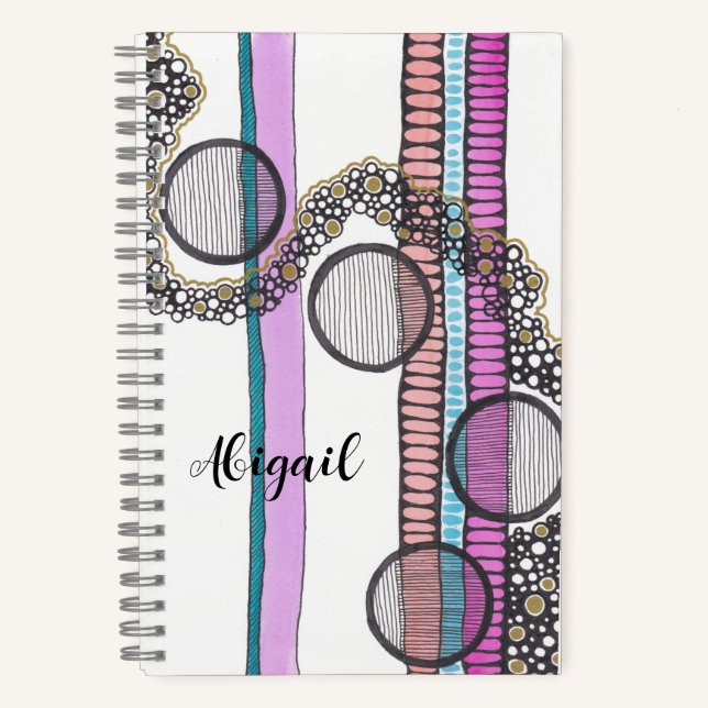 Go with the flow, personalized, original artwork notebook (Front)