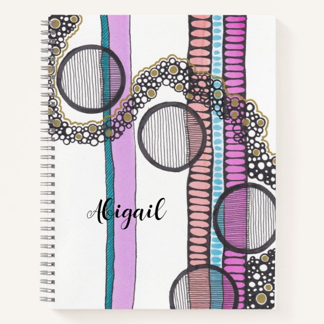 Go with the flow, personalized, original artwork notebook (Front)