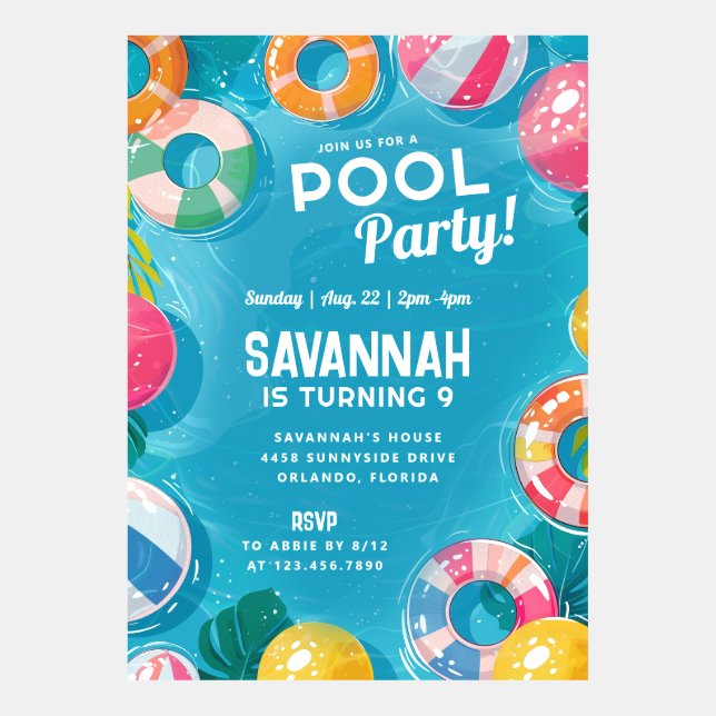 Go with the Flow Pool Party Birthday Invitation (Front)