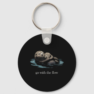 Go with The Flow Sea Otter Wildlife River Animal Keychain
