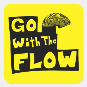 "Go with the Flow" Slinky on Stairs Silhouette Square Sticker