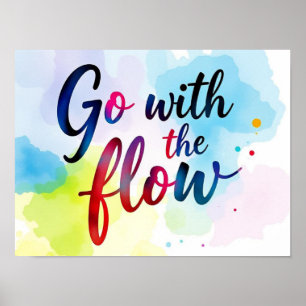 Go with the Flow Watercolor Poster