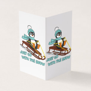 Go With The Snow Sledding Cute Penguin Winter