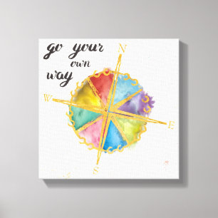 Go Your Own Way Quote With Coloured Compass Canvas Print