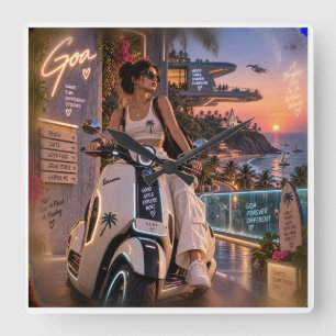Goa Forever Different • Good Girls Explore More • Square Wall Clock