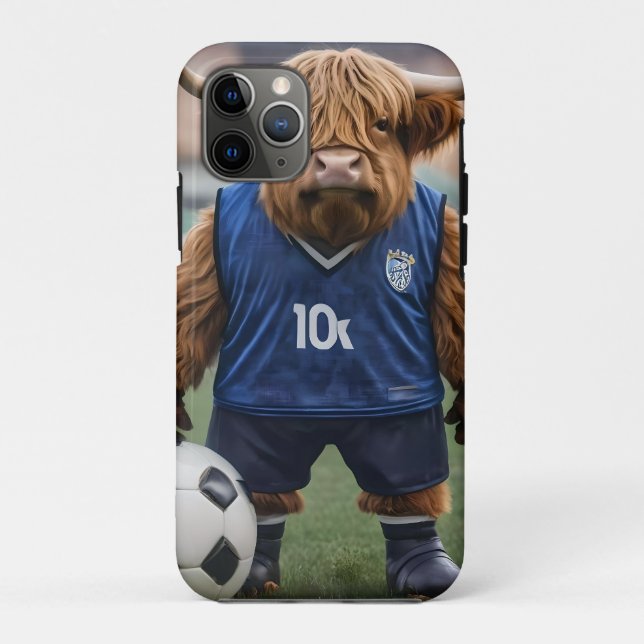 "Goal-Getter: A Highland Cow Dressed for Soccer"  Case-Mate iPhone Case (Back)