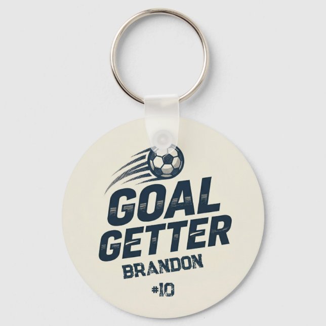 Goal Getter Distressed Player Name & Number Keychain (Back)