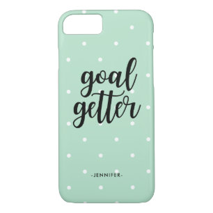 Goal Getter   Trendy Mint Green and Polka Dots Case-Mate iPhone Case