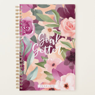 Goal Getter Violet & Pink Watercolor Floral Custom Planner