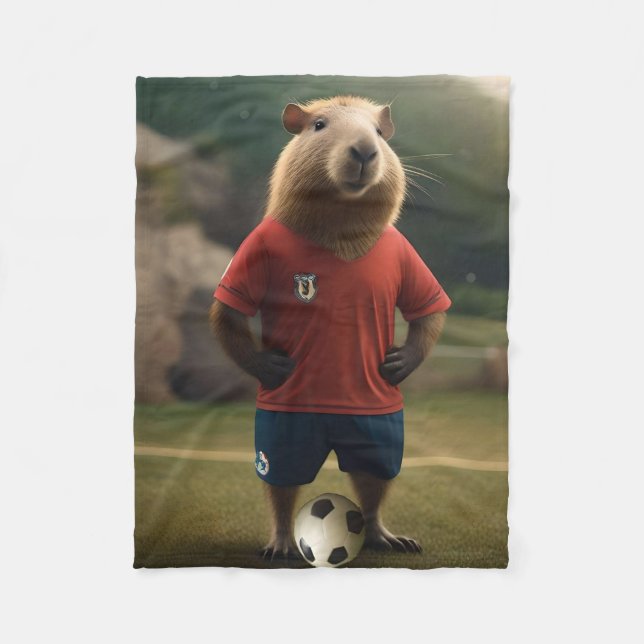 "Goal-Scoring Capybara: The Ultimate Soccer Star!" Fleece Blanket (Front)