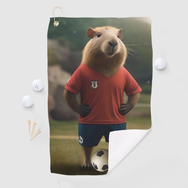 "Goal-Scoring Capybara: The Ultimate Soccer Star!" Golf Towel (InSitu)