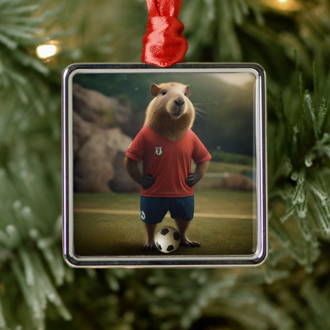 "Goal-Scoring Capybara: The Ultimate Soccer Star!" Metal Ornament (Tree)